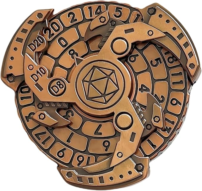D&D Themed Fidget Spinner, dice Spinner, D4,D6, D8, D10, D12,D20,D% 7-in-1 Metal dice, Perfect for D&D Dungeons and Dragons, RPG and Pathfinder Role Playing Games (Black Gold)