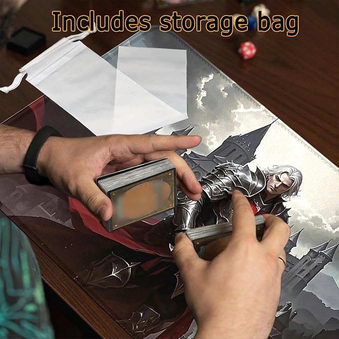 MTG Playmat- Stitched Edges Forest TCG Playmat-Non-Slip Landscape Play Mat Smooth Surface Rubber Base Board Game Mousepad 24x14 inches for Trading Card Game Playing with Storage Bags