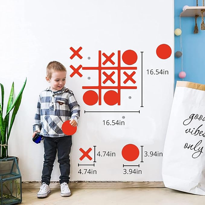 Magnetic Tic Tac Toe Wall-Mount Game,Game Room Decor,Hallway Decor,Playroom Decor,Modern Wall Decals for Kids Room,Classroom&Offices,Best Gift for Family, Friends (Orange)