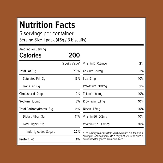 Sweet Loren's Vegan Breakfast Biscuits | Chocolate | 4g Protein, 19g Whole Grains | Plant Based, Gluten Free, Dairy Free, Nut Free Snacks | 6 Pack (30 Total Biscuits, 1.6 ounce each)