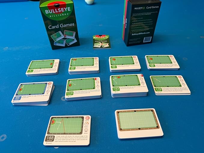 Card Games - Pool Training Aid, 200 Practice Shot Cards, 10 Game Formats, Single and Multi-Player