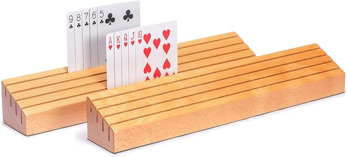 Yellow Mountain Imports Extra-Wide Solid Beechwood Playing Card Holders - Set of 2