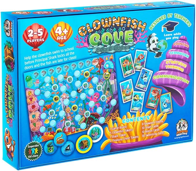 Jumping High Fives Clownfish Cove Board Game - Fun Childrens Cooperative Underwater Fish Board Game for Kids Ages 4 and Up, Race Across The Ocean and Learn New Skills Through Play