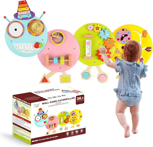 Activity Wall Busy Board: Montessori Sensory Wall Panles Caterpillar Learning Activity Panels (Caterpillar A)