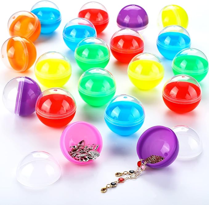 Sosation 150 Pcs 1.77 Inch Gumball Vending Machine Capsules Empty Round Capsules Plastic Containers Toy Supplies for Prizes Party Favors
