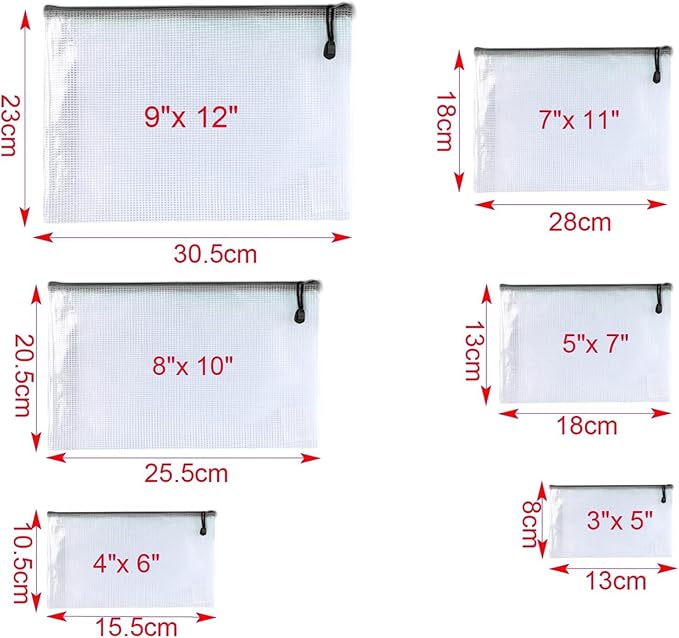 Oaimyy-Plastic Mesh Zipper Pouch Document Folders Bag Zipper Zip File Folders for Puzzles Games,Board Game Organization,Organizing Classroom Office Storage (Black, 4"x 6")