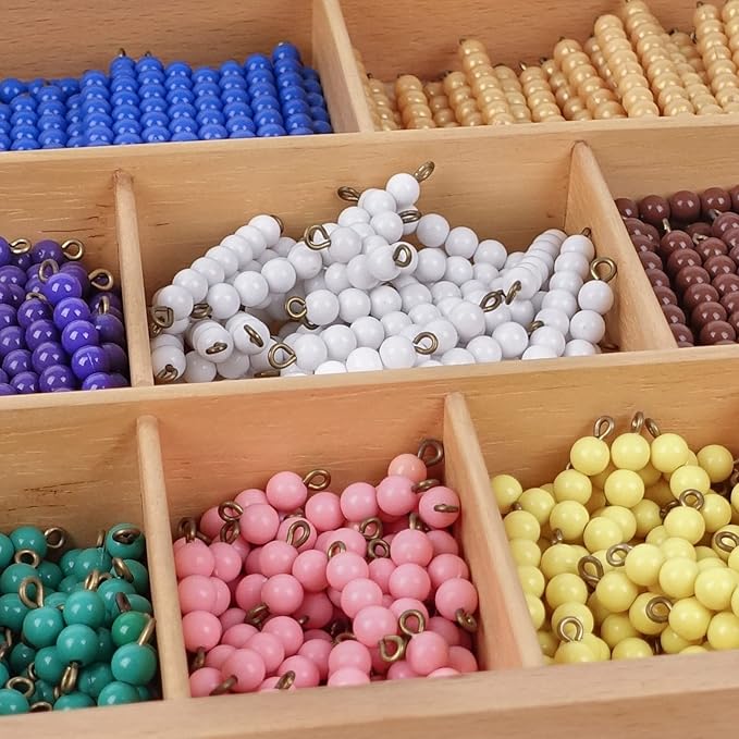 Hidoggy Montessori Toys for 3+ Year Old Wooden Math Games Counting Beads Checker Board Beads and Numbers Teaching Counting Toys Preschool Mathematics Material for Kid Toy