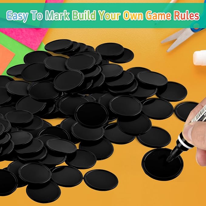 Coopay 1000 Pieces 1 Inch Bingo Chips Bulk, Bingo Markers for Math Practice, Plastic Learning Counters Disks Counting Discs and Poker Chips Game Tokens Kids Reward (Black)