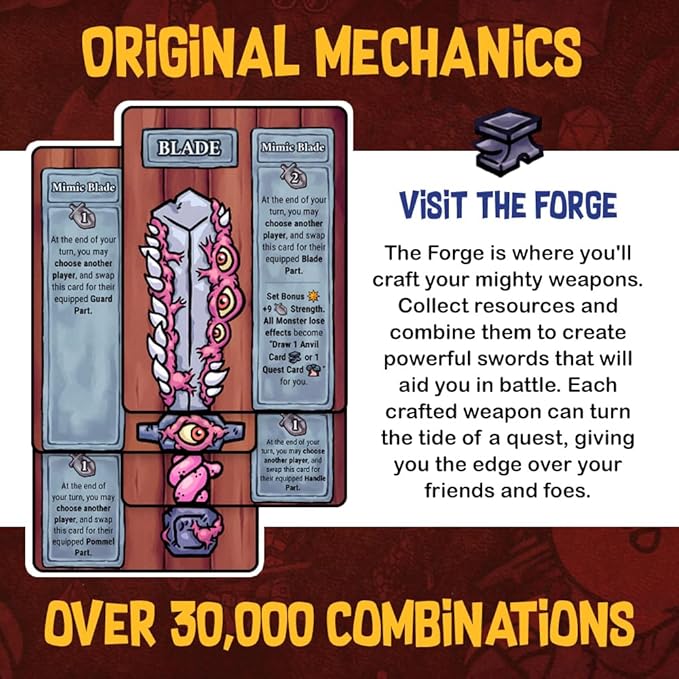 Fool’s Blade First Edition in Collectible Jumbo Sword Box - A Sword Crafting, Monster Slaying, Loot Grabbing, Backstabbing Card Game for Teens & Adults - 2-4 Players - Ages 13 and Up - 263 Cards