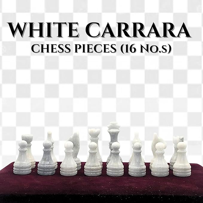 Handcrafted Premium Marble Chess Pieces Set – Elegant 32-Piece Replacement for 12-15 Inch Chess Boards Storage Box (Grey and White)