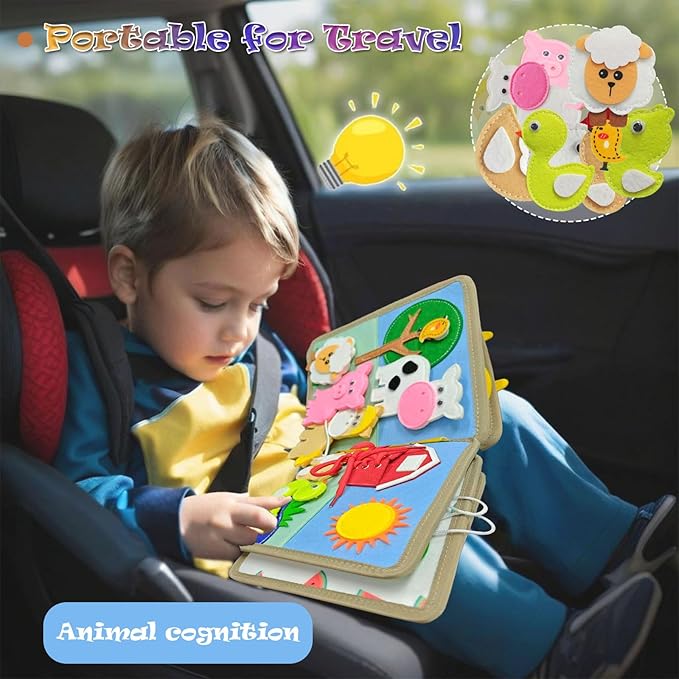 Busy Book for Toddlers 1-3, Montessori Deer Busy Book Toy for Girls, Preschool Learning Book Toy for Kids