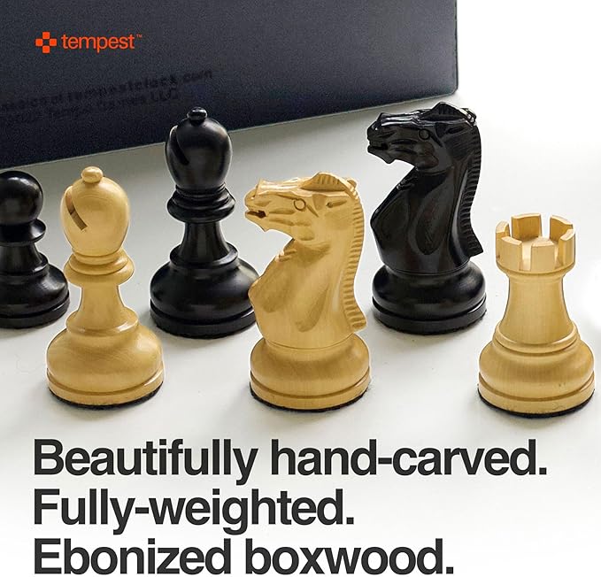 TEMPEST Ultimate Chess Ensemble :: Reykjavik 1972 Wooden Chess Set + Hardwood Portable Chess Board + Weatherproof Carry-All Bag + Lacquer Storage Box + Scorebook + Tempest Deluxe Chess Clock/Dock