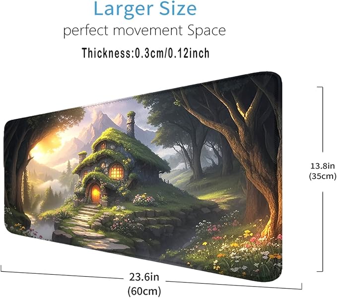 MTG Playmat- Stitched Edges Forest TCG Playmat-Non-Slip Landscape Play Mat Smooth Surface Rubber Base Board Game Mousepad 24x14 inches for Trading Card Game Playing with Storage Bags