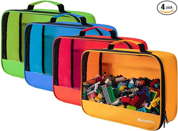4 PCS Toys Storage Bag, Classic Bricks Building Set Storage Bag, Travel Case for Building Toys, Puzzles, Small Size