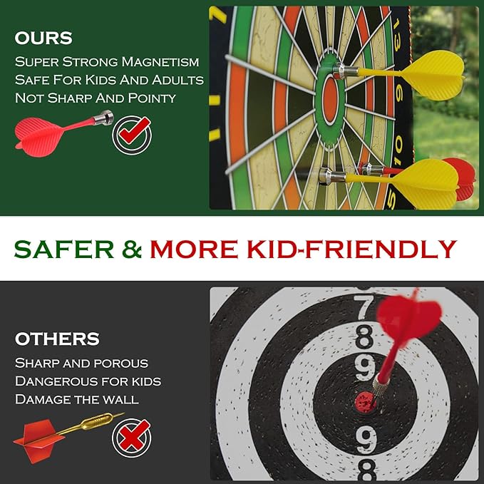 Magnetic Dart Board for Kids, Fun Toys Gifts for Boys 8 9 10 11 12 13 14 Years Old Teen Birthday Valentine Eater Christmas Stocking Stuffers Indoor Room Games, Magnet Dartboard Sets Double Sided