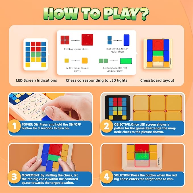 Super Slide Puzzle, Hand Held Travel Games for Kids, Brain Teaser Toys Road Trip Activities for Boys Girls Adults, Birthday Easter Basket Stuffers