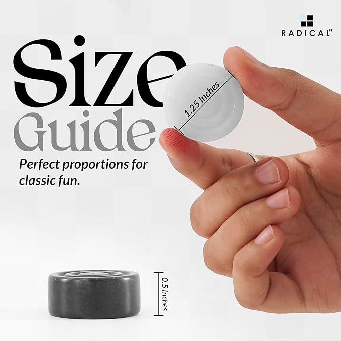 Radicaln Marble Checker Figures 1.25'' inches Black and White Handmade Checkers Pieces for Family Board Game Draughts Checker Sports & Outdoor Game