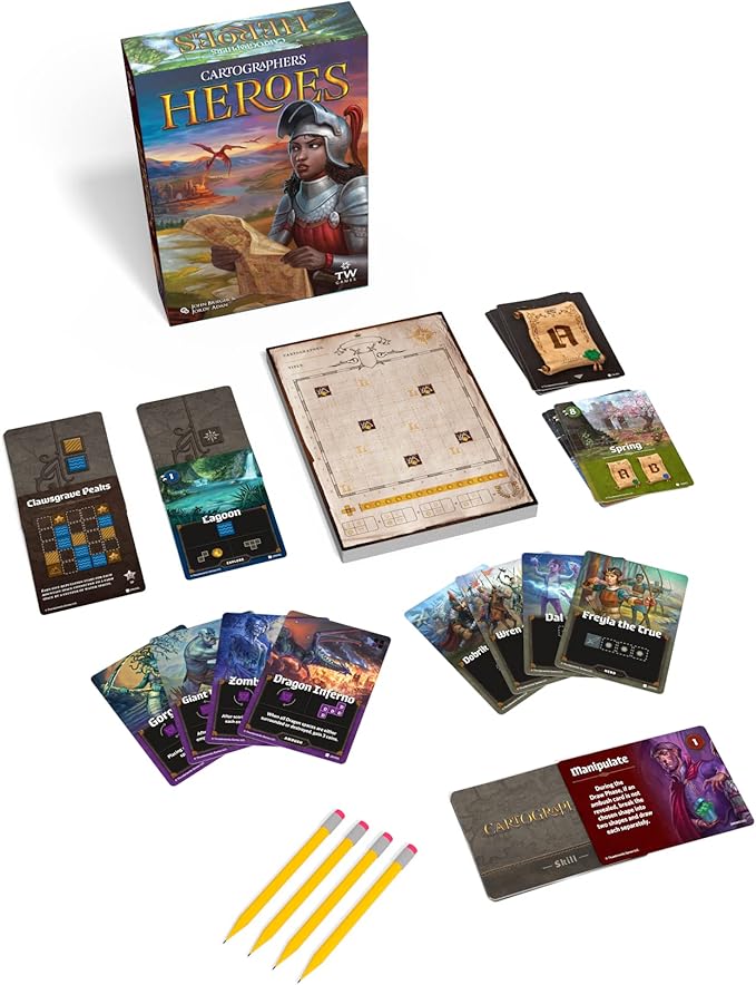 Cartographers Heroes | Standalone Expansion and Core Game | Award-Winning Game of Fantasy Map Drawing | A Roll Player Tale | Strategy Board Game | Flip and Write | Ages 10+