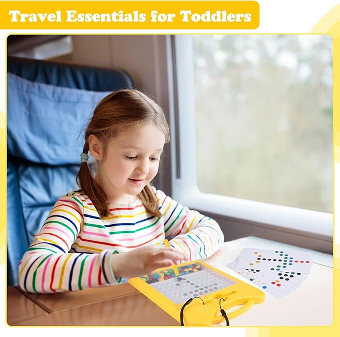 Magnetic Drawing Board for Kids, Toddler Magnet Doodle Board with 2 Pens, Magnetic Dot Art, Fine Motor Skills Toys, Airplane Travel Essentials Toys for Boys Girls (Yellow Cat)