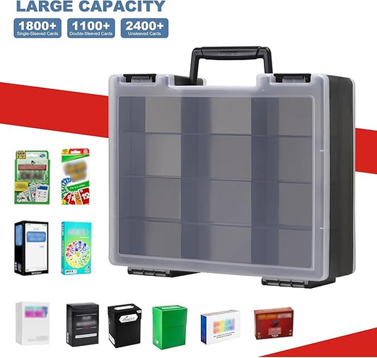 Brappo Trading Card Storage Box for 3200+ Double Sided Card Deck Case, compatible MTG and TCG and Sport Cards etc game cards.(Excluding cards) (Black)