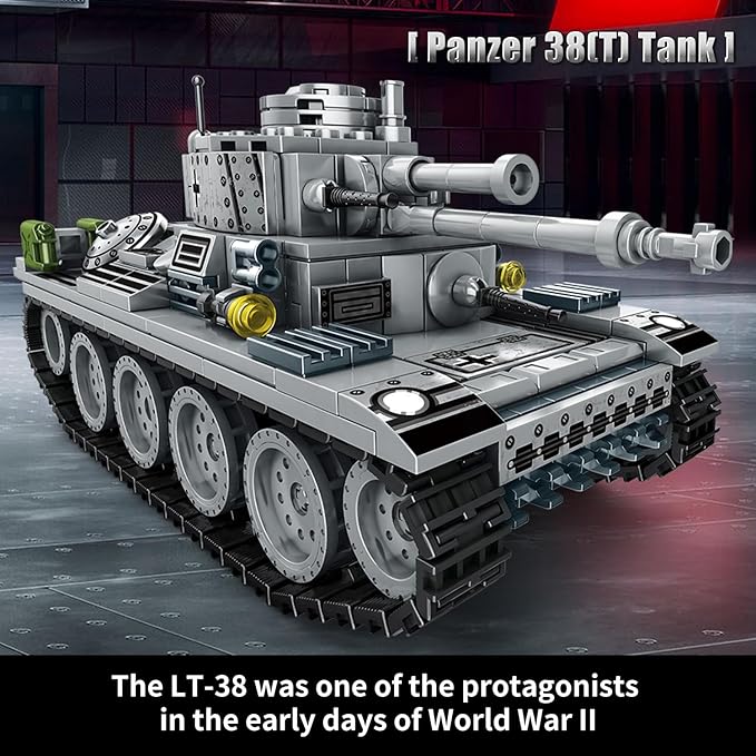 1030 Piece WW2 Army Tanks Toy Building Sets,Create a German Panzer 38T and a German Tiger Tank Toys,Adult Collectible Model Tanks Sets to Build,Christmas Birthday Gifts for Boys,Teens,Adults