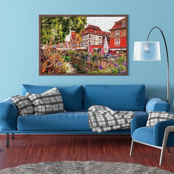 MaxRenard 1000 Pieces Jigsaw Puzzle for Adults Colmar Town Colorful Landscape Challenge Game Decompression Toy Home Wall Decoration