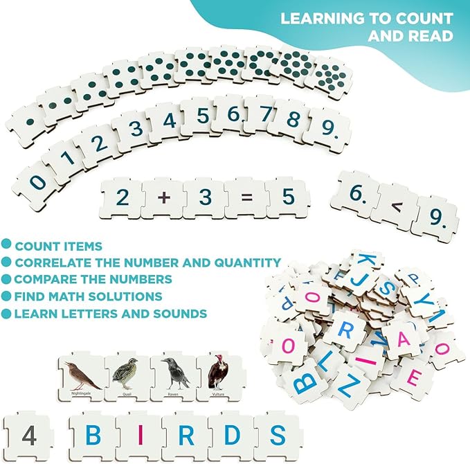 Ulanik Horizon ABC Puzzle Matching Game Toddler Montessori Toys for 3 Year Old + Preschool Wooden Board Games for Kids 4-8 Learning & Education Toys — 223 pcs