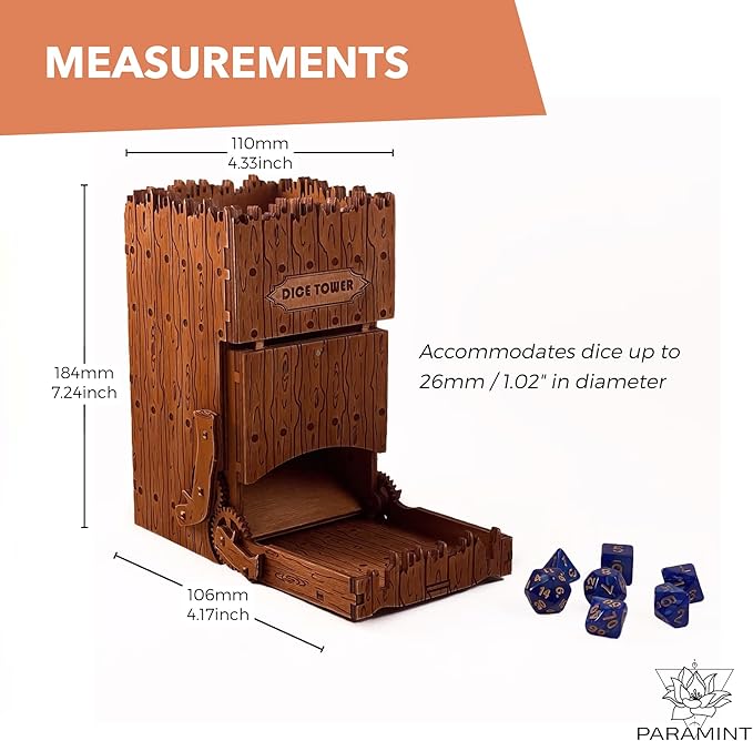 Steampunk Dice Tower DND Dice Roller - Premium Tower Roller - Portable Dice Tower for Tabletop Games - Durable Dice Roll Accessory - Ideal for DND and Board Games