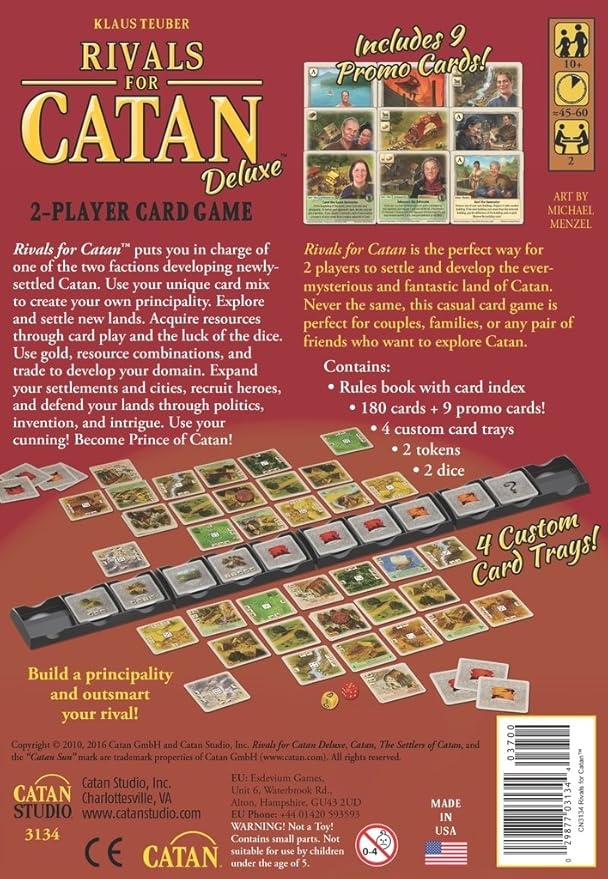 Rivals for CATAN Card Game DELUXE EDITION - Build, Trade, and Conquer with Enhanced Components! Family Game for Kids & Adults, Ages 10+, 2 Players, 45-60 Minute Playtime, Made by CATAN Studio