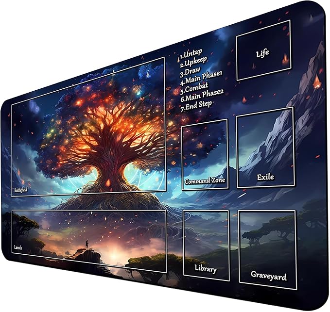MTG Playmat, Game Play Mat for MTG TCG 24 x 14 inches Trading Card Inked Game Playmats with Storage Bag Smooth Rubber Surface Battle Game