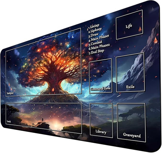 MTG Playmat, Game Play Mat for MTG TCG 24 x 14 inches Trading Card Inked Game Playmats with Storage Bag Smooth Rubber Surface Battle Game