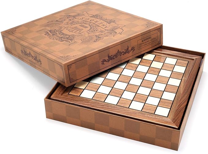 AMEROUS Magnetic Wooden Chess Set, 12.8" x 12.8" Walnut Chess Board Game with 2 Built-in Storage Drawers - 2 Bonus Extra Queens - Chess for Beginner, Kids and Adults, Gift Packaging