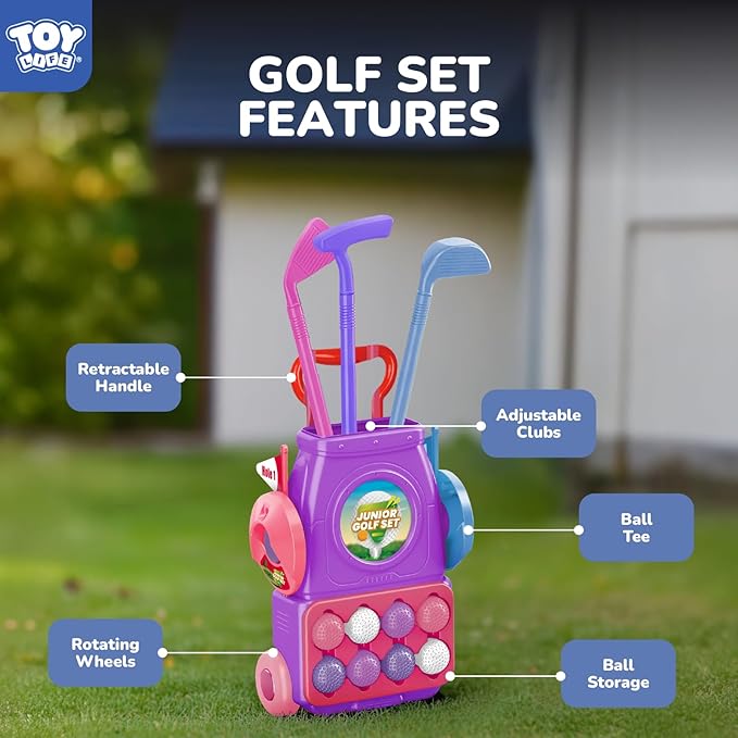 TOY Life Kids Golf Clubs Set with Golf Toss Game Toddler Baby Girl Golf Clubs 3-5 Baby Girl Golf Set Indoor & Outdoor Sport Toys Golf Game for Boys Girls Birthday Golf Gifts for 3 4 5 6 7 8 Years Old