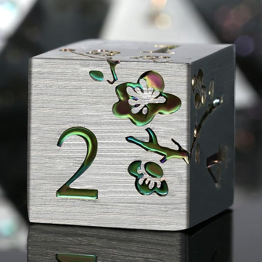 DNDND Rainbow Flower Metal Dice Set, 7 PCS Metallic Flowers DND Dice with Gorgeous Gift Case for D&D Dungeons and Dragon Tabletop Game (Rainbow Flowers)