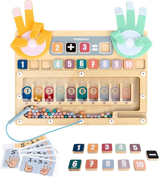 TOP BRIGHT Finger Math Addition & Subtraction Toys for Kids, Interactive Magnetic Beads Sorting Matching Learning Game for Ages 3 4 5+ Year, Educational Toys Gift for Preschoolers