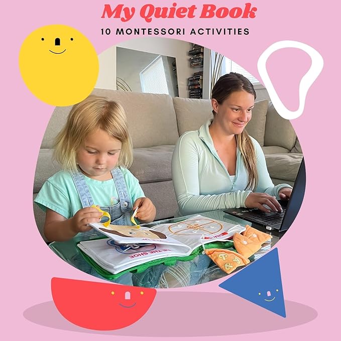 My Quiet Book - Toddler Travel Essential, Car Plane Activity Books, Montessori Busy Board Book, Airplane Toys for Toddlers 1-3, Gifts for 1 2 3 4 Year Old Girl, Birthday Gifts Toys Age 2-4