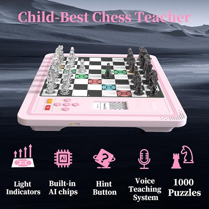 Electronic Chess Set, Computer Chess Game, Electronic Chess Board Game, Chess Set Board Game, Electronic Chess Set Game, Chess Sets Games Lovers, for Beginners Great Partner for Play and Practice.