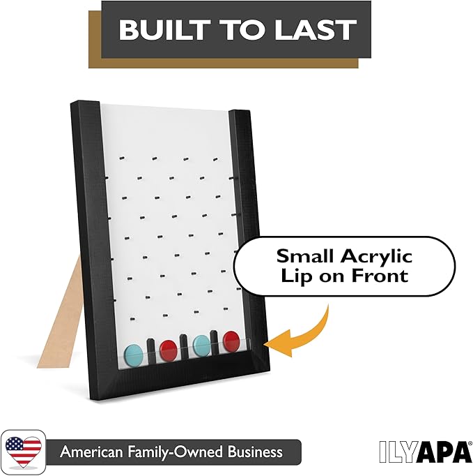 Ilyapa Tabletop Plinko Board Game - 13x17 Inch Portable Prize Drop Plinko Board for Events and Trade Show - Penny Drop Game Includes 8 Coin Discs, Wooden A-Frame Whiteboard Sign, Eraser