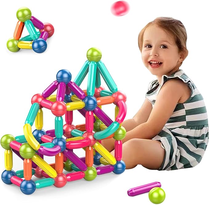 Magnetic Stick, Balls and Rods Set, Building Blocks, STEM Stacking Toys, Educational Toys for Kids Boys and Girls (25 PCS)