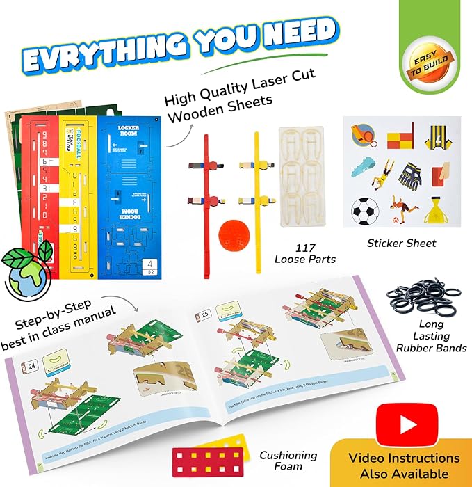 Smartivity Foosball Table Soccer Indoor Games for Kids Age 6-14 Years | Birthday Gifts for Boys & Girls | DIY STEM Educational Science Toy for Kids Age 6,7,8,9,10,11,12,13,14 Years