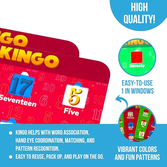Regal Games Kingo Numbers Edition Bingo Game - Fun Educational Card Game for Preschool & Kindergarten Kids - Phonics, Vocabulary Builder, Math Games, Family Play, for Classroom & Home