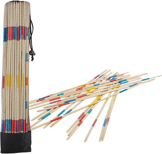 Large Pick Up Sticks, 19.60 Inch Wooden Pick Up Sticks Game for Kids, Classic and Funny Family Game (1 Pack Large Pick Up Sticks)