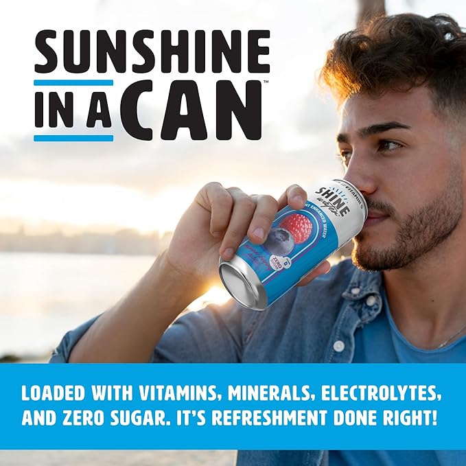 ShineWater Vitamin D Hydration Electrolyte Drink - Flavored water with electrolytes, Sugar-Free, Magnesium, Zinc, Vitamin B12, Folic Acid, Plant-Based, Low Calorie - Mixed Berry Fruit Water 12 Pack