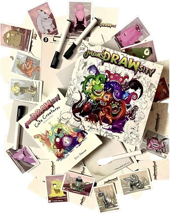 MonsDRAWsity, Drawing Party Game Based on Verbal Description, Take Turns Describing & Drawing a Bizarre Monster - Be The Player Whose Drawing Most Closely Matches, 8+, 3-8 Players