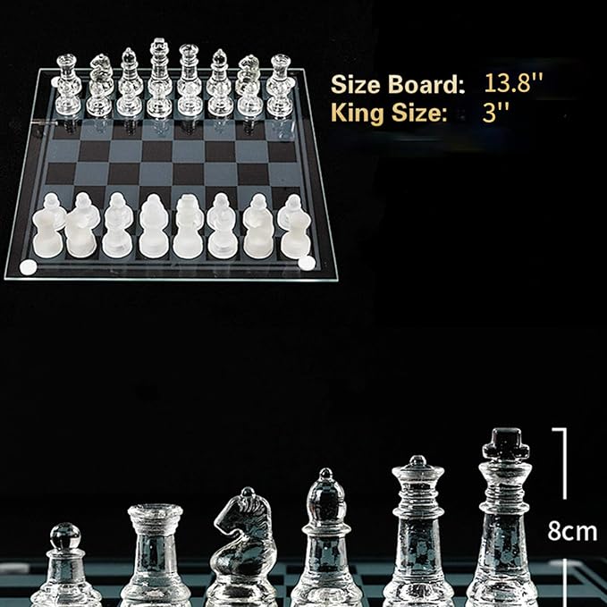 Glass Chess Board Anti-Broken Elegant Glass Chess Pieces Chess Game Chess Set Chess Game