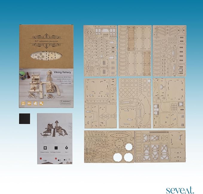 Mechanical 3D Wooden Puzzles, Brain-Teasing Puzzle Game for Every Occasion, Ideal Gifts for Teens and Adults (Viking Fishery)
