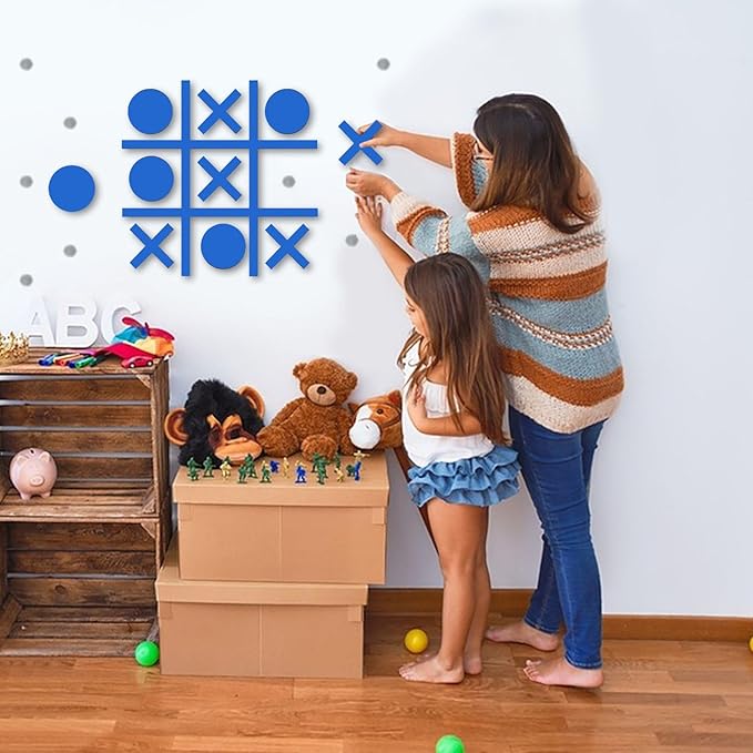 Magnetic Tic Tac Toe Wall-Mount Game,Game Room Decor,Hallway Decor,Playroom Decor,Modern Wall Decals for Kids Room,Classroom&Offices,Best Gift for Family, Friends (Blue)…