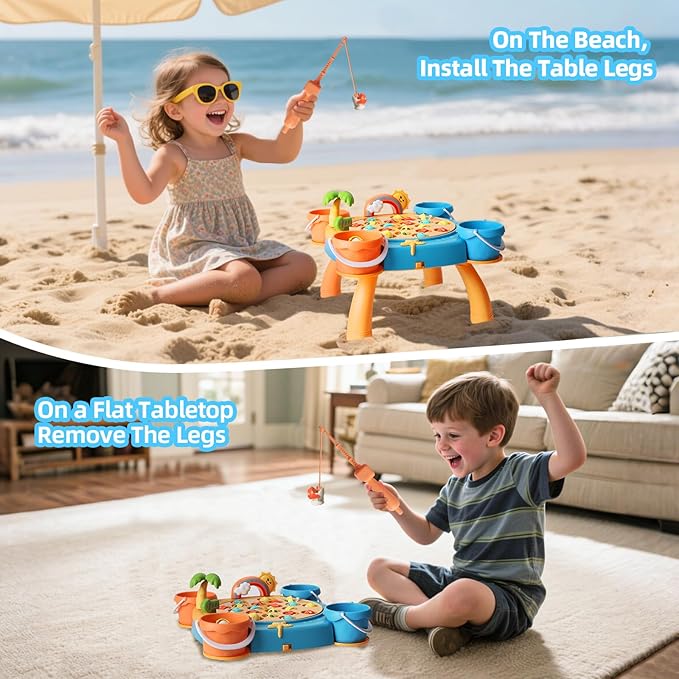 Magnetic Fishing Game Toys for Kids Include Colorful Fish,Magnetic Fish Rods,Rotating Board with Music,Interactive Fishing Toy Gift for Toddlers 3+