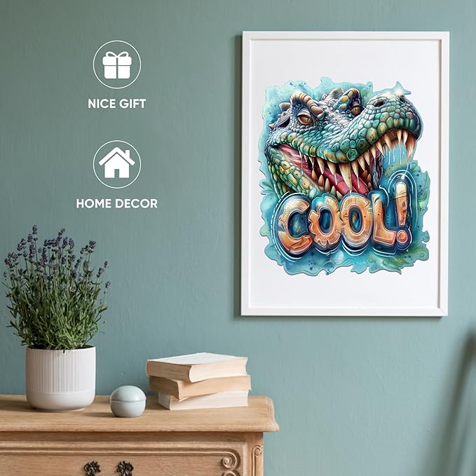 Wooden Puzzles for Adults 500 Pieces, Cool Crocodile Jigsaw Puzzles Animal Unique Shaped Wood Cut Puzzle Gifts for Adults and Kids, Family Puzzle Games, Medium Size(15.4 * 17.8in)