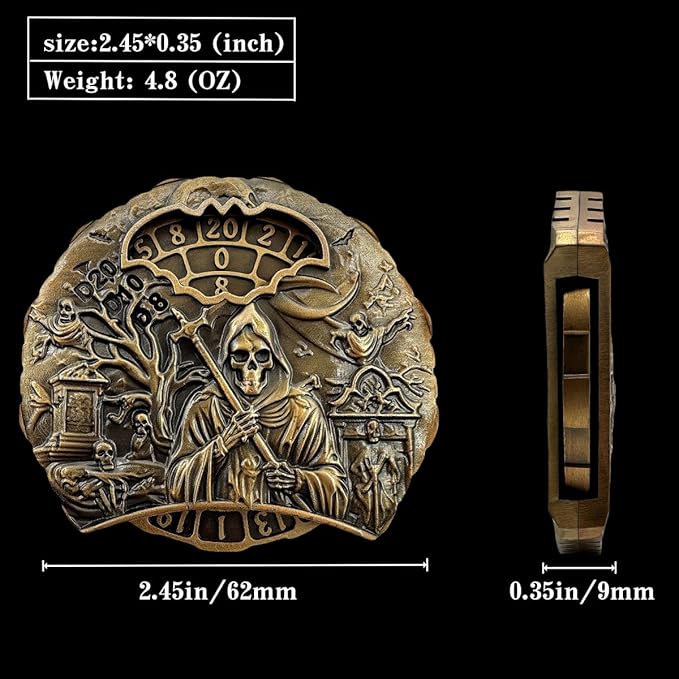 DND Spinner Dice Unique Roulette Dice, D4,D6, D8, D10, D12,D20,D% 7-in-1 Metal dice, for Dungeons and Dragons and Tabletop Games (Paleobronze- Spectre)